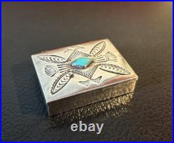 Vintage Handmade Navajo Native American Sterling Silver Pill Trinket Box