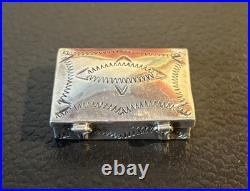 Vintage Handmade Navajo Native American Sterling Silver Pill Trinket Box