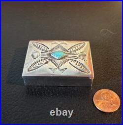Vintage Handmade Navajo Native American Sterling Silver Pill Trinket Box