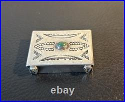 Vintage Handmade Navajo Native American Sterling Silver Pill Trinket Box Heavy