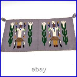 Vintage Handmade Navajo Yébîchai Ye Bi Chai Rug / Wall Hanging 22x10.5 Figures