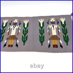 Vintage Handmade Navajo Yébîchai Ye Bi Chai Rug / Wall Hanging 22x10.5 Figures