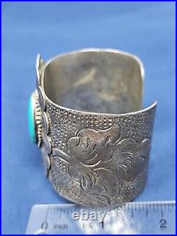 Vintage Handmade Sterling Silver Native American. 800 Turquoise Cuff Bracelet
