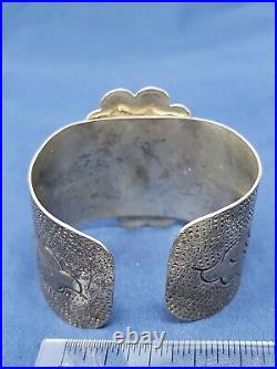 Vintage Handmade Sterling Silver Native American. 800 Turquoise Cuff Bracelet