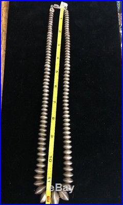 Vintage Handmade Sterling Silver Navajo Pearls Signed Unique Necklace