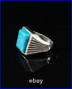 Vintage Handmade Sterling Silver & Turquoise Southwestern Style Size 12