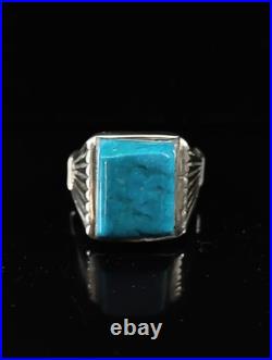 Vintage Handmade Sterling Silver & Turquoise Southwestern Style Size 12