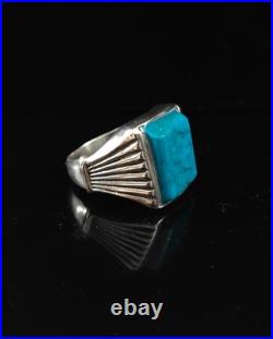 Vintage Handmade Sterling Silver & Turquoise Southwestern Style Size 12