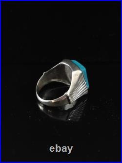 Vintage Handmade Sterling Silver & Turquoise Southwestern Style Size 12