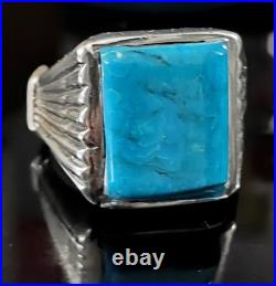 Vintage Handmade Sterling Silver & Turquoise Southwestern Style Size 12