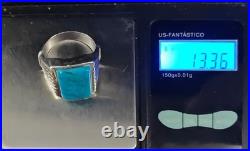 Vintage Handmade Sterling Silver & Turquoise Southwestern Style Size 12