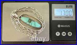 Vintage Handstamped Navajo Turquoise Necklace 18 Sterling Silver