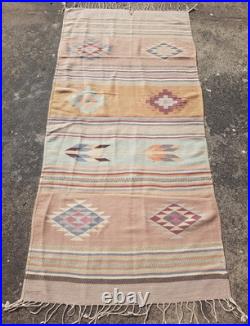 Vintage Handwoven Beautiful Mexican Native American Rug Carpet 75.9x35.8 In