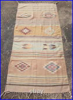 Vintage Handwoven Beautiful Mexican Native American Rug Carpet 75.9x35.8 In