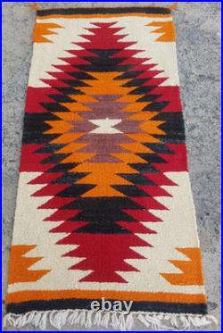 Vintage Handwoven Beautiful Mexican wool Native American Rug Carpet 37.0x17.7 In