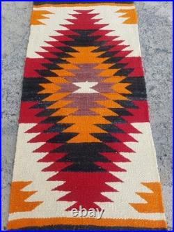 Vintage Handwoven Beautiful Mexican wool Native American Rug Carpet 37.0x17.7 In