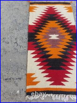 Vintage Handwoven Beautiful Mexican wool Native American Rug Carpet 37.0x17.7 In