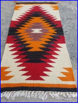 Vintage Handwoven Beautiful Mexican wool Native American Rug Carpet 37.0x17.7 In