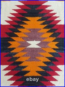 Vintage Handwoven Beautiful Mexican wool Native American Rug Carpet 37.0x17.7 In