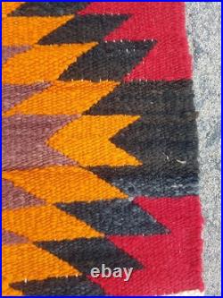 Vintage Handwoven Beautiful Mexican wool Native American Rug Carpet 37.0x17.7 In