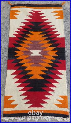 Vintage Handwoven Beautiful Mexican wool Native American Rug Carpet 37.0x17.7 In