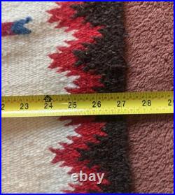 Vintage Handwoven Wool Folk Art Bird Tree Rug Southwestern Wall Hanging Boho