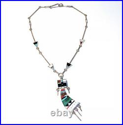 Vintage Harold Smith Native American Inlay Necklace with Yei Bei Chei Pendant