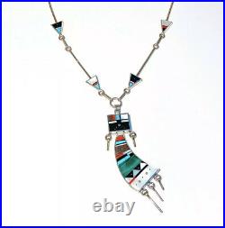 Vintage Harold Smith Native American Inlay Necklace with Yei Bei Chei Pendant