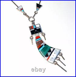 Vintage Harold Smith Native American Inlay Necklace with Yei Bei Chei Pendant