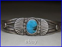 Vintage Harvey Era Navajo Native American Sterling Silver Turquoise Bracelet