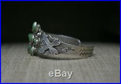 Vintage Harvey Era Navajo Sterling Silver Turquoise Cuff Bracelet