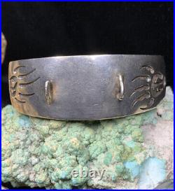 Vintage, Hopi Lawrence Saufkie Sterling Silver Watch Cuff Bracelet, 41.0g