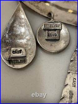 Vintage Hopi Silver Overlay Pin/Brooch with Charms Signed by Artist K. J