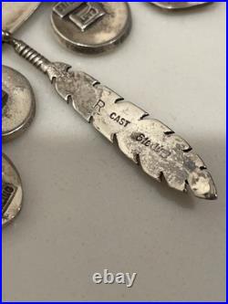 Vintage Hopi Silver Overlay Pin/Brooch with Charms Signed by Artist K. J
