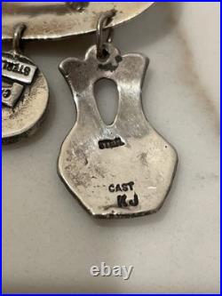 Vintage Hopi Silver Overlay Pin/Brooch with Charms Signed by Artist K. J