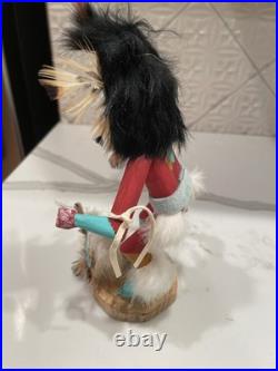 Vintage Hopi Sunface Kachina Figure Collectible Signed by Lary 8.5 1970s-1990s