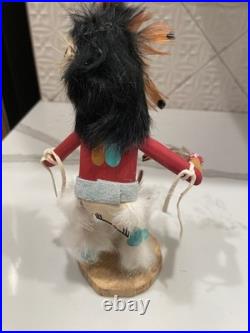 Vintage Hopi Sunface Kachina Figure Collectible Signed by Lary 8.5 1970s-1990s