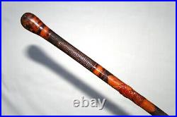 Vintage Indian Cane Checked Native American Walking Stick Antique Folk Art Rare