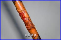 Vintage Indian Cane Checked Native American Walking Stick Antique Folk Art Rare