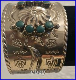 Vintage Indian Silver bracelet with turquoise stones Womens Bracelet