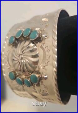 Vintage Indian Silver bracelet with turquoise stones Womens Bracelet