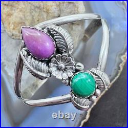 Vintage K. Martinez Native American Sterling Malachite & Sugilite Cuff For Women