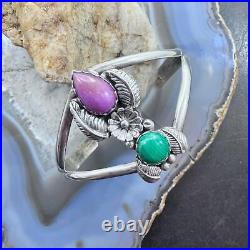 Vintage K. Martinez Native American Sterling Malachite & Sugilite Cuff For Women