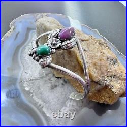 Vintage K. Martinez Native American Sterling Malachite & Sugilite Cuff For Women
