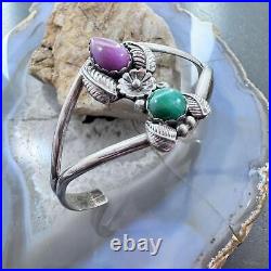 Vintage K. Martinez Native American Sterling Malachite & Sugilite Cuff For Women