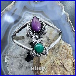 Vintage K. Martinez Native American Sterling Malachite & Sugilite Cuff For Women