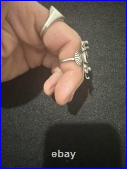 Vintage Kachina Sterling 925 Native American Turquoise Ring Size 7 Signed R. L