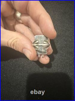 Vintage Kachina Sterling 925 Native American Turquoise Ring Size 7 Signed R. L