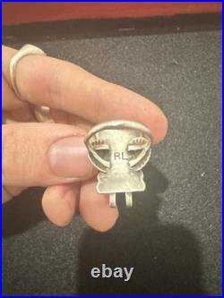 Vintage Kachina Sterling 925 Native American Turquoise Ring Size 7 Signed R. L