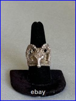 Vintage Large Navajo Sterling Silver Ram Ring. Size 9